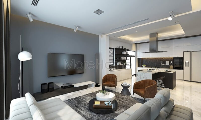 Thiết kế biệt thự cao cấp nhấn hiện đại, nhấn mạnh vào công năng sử dụng gợi cảm giác cơi nới, rộng thoáng hơn cho không gian sinh hoạt của các thành viên trong gia đình Mẫu nội thất biệt thự đẹp