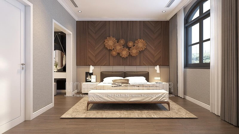 Mẫu giường ngủ gỗ óc chó hiện đại đơn giản cho phòng ngủ Thiết kế phòng ngủ