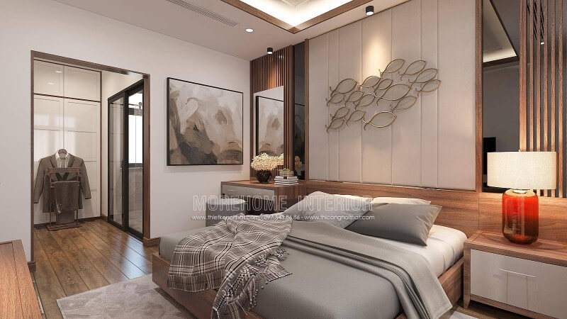 Bạn đang cần tham khảo mẫu phòng ngủ đẹp cho con trai lớn, không gian phòng ngủ khép kín theo phong cách hiện đại với cách trang trí khoa học, độc đáo trong biệt thự Vinhomes Imperia Hải Phòng là một gợi ý khá ấn tượng. Thiết kế phòng ngủ biệt thự