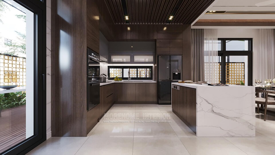 Tủ bếp chữ L hiện đại - sản phẩm nội thất điển hình tại nhiều nhà biệt thự, nhà chung cư cao cấp Tủ bếp đẹp