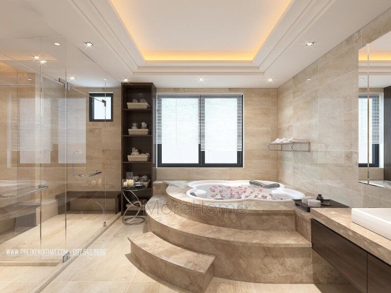 Nội thất phòng tắm hiện đại với thiết kế ấn tượng, thu hút bởi vẻ đẹp sang trọng và tiện nghi cho nhà phốbiệt thự